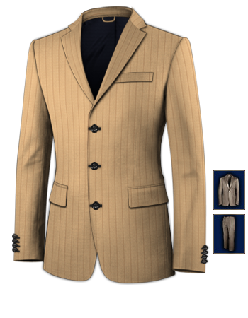 Mens 3 Piece Suit with 3 Buttons, Single Breasted