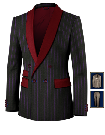 Light Blue Cotton Suit with 4 Buttons, Double Breasted (1 To Close)