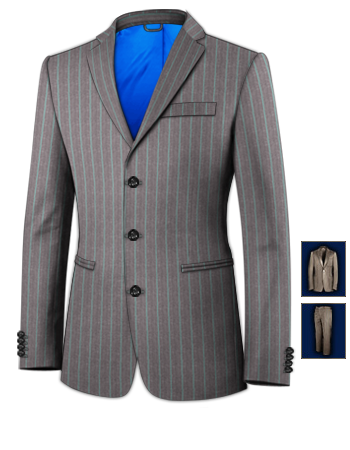 Banded Collar Suits Uk with 3 Buttons, Single Breasted