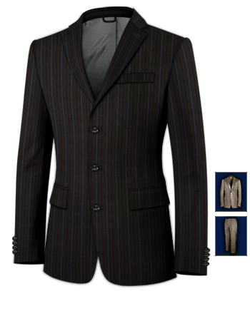 Design Custom Suit with 3 Buttons, Single Breasted