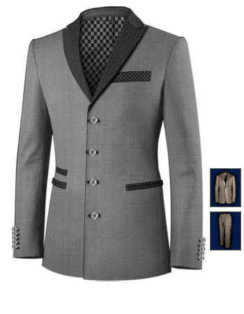 Men's 3 Piece Suits with 4 Buttons, Single Breasted