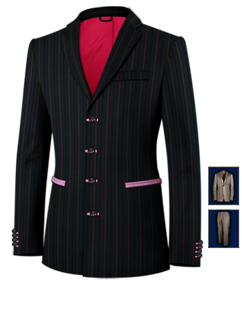 Cheap Pink Pin Stripe Suits with 4 Buttons, Single Breasted