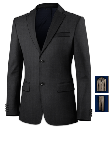 Mens Suits No Vents with 2 Buttons, Single Breasted