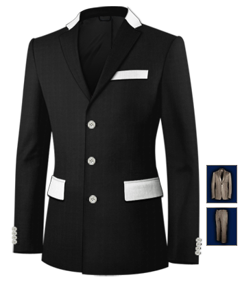 Mens Casual Suits with 3 Buttons, Single Breasted