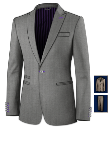 Prenuptial Wedding Suit with 1 Button, Single Breasted