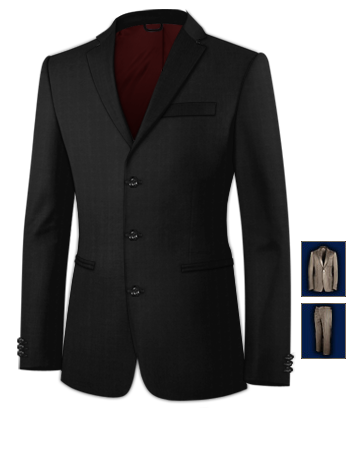 Mens Bespoke Suits with 3 Buttons, Single Breasted