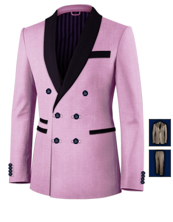Trendy Suits For Young Men with 6 Buttons, Double Breasted (2 To Close)