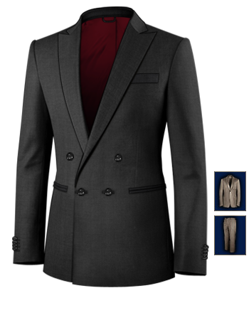 Mens Pin Stripe Suit with 4 Buttons, Double Breasted (1 To Close)