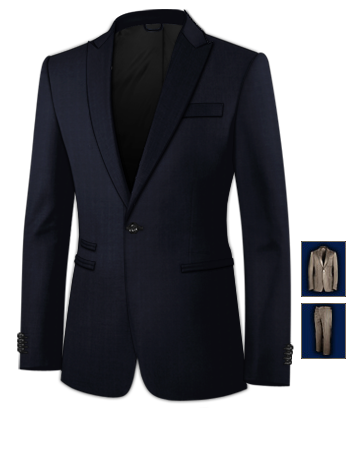 3 Button Mens Suits with 1 Button, Single Breasted