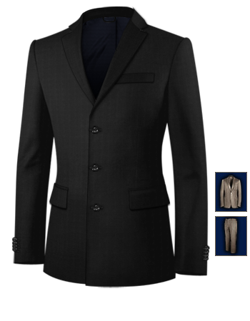 Made To Measure Men's Suits with 3 Buttons, Single Breasted