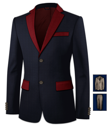 Mens Nehru Collar Suits with 2 Buttons, Single Breasted