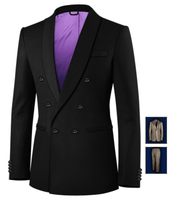 Online Made To Measure Bespoke Suits with 6 Buttons, Double Breasted (1 To Close)
