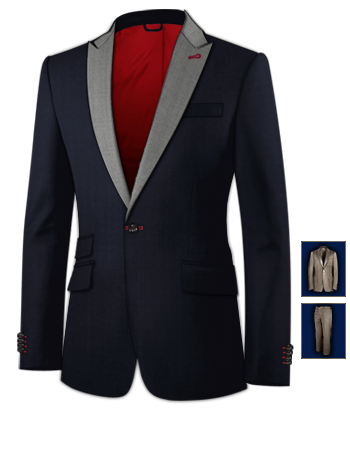 Dark Grey Suits with 1 Button, Single Breasted