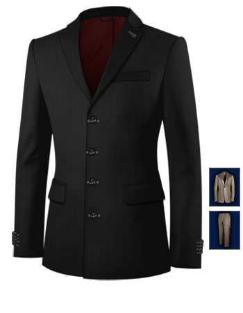 Unique Mens Grey Wedding Suits with 4 Buttons, Single Breasted