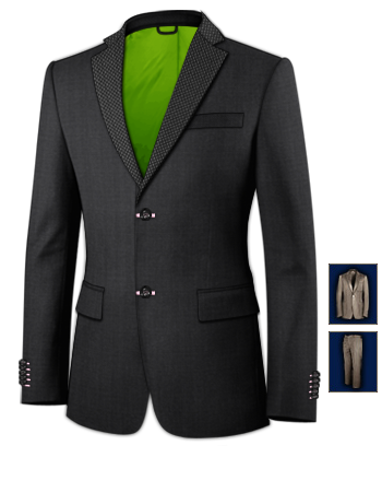 Black Suit With White Trim with 2 Buttons, Single Breasted